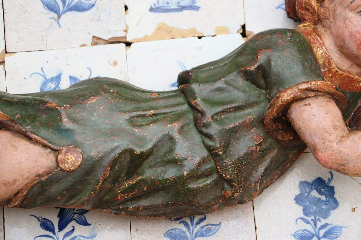 Cherub Musician Playing A Golden Bugle, 18th Century, Portuguese-photo-1