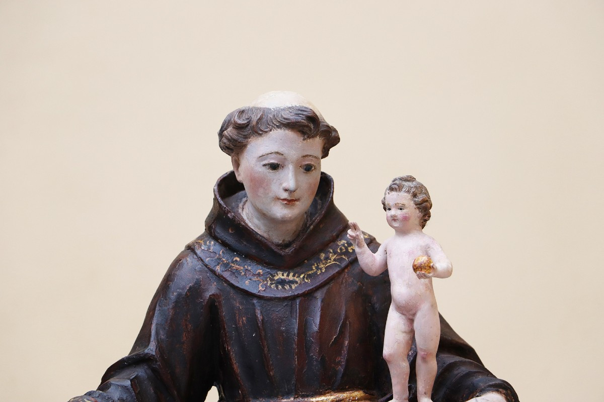 Saint Antoine de Padoue aux yeux en verre avec l’Enfant Jésus, XVIIIe siècle, Portugais-photo-2