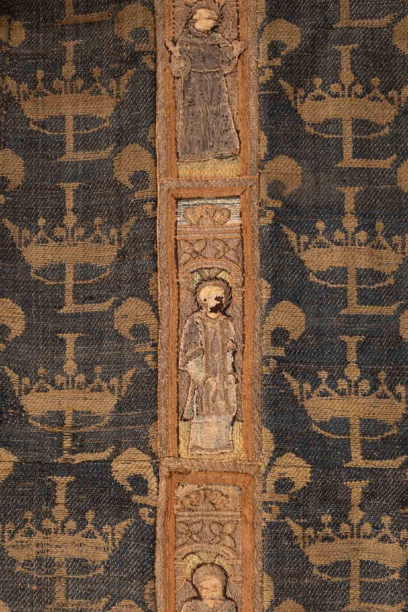 Large French 17th Century Wall Tapestry – Louis XIII Period, Crowned Royal Cipher “l”-photo-2