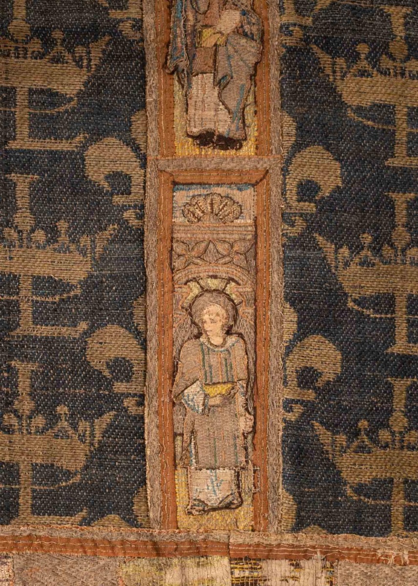 Large French 17th Century Wall Tapestry – Louis XIII Period, Crowned Royal Cipher “l”-photo-4