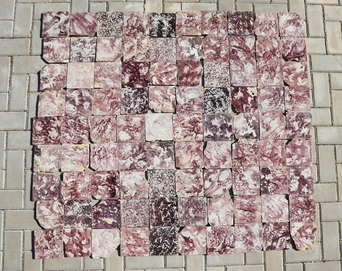 18th Century Baroque Aubergine Spongeware Set Of Ninety Tiles, Portuguese