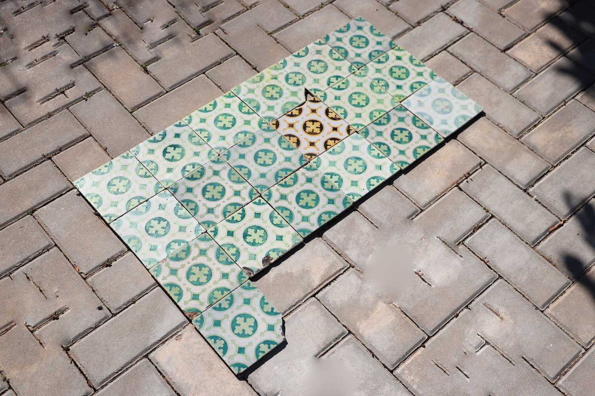 Late 19th Century Dark and Light Green Set of Nineteen Tiles, Portuguese-photo-2