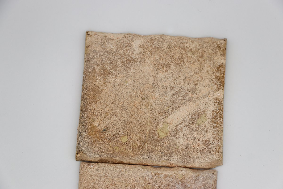 18th Century Baroque Set Of Three Tiles Depicting A Flower Vase-photo-5