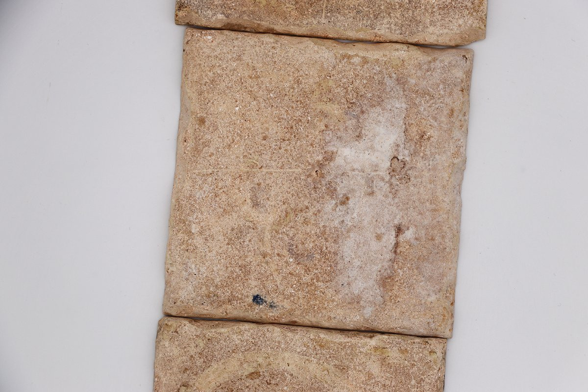 18th Century Baroque Set Of Three Tiles Depicting A Flower Vase-photo-6