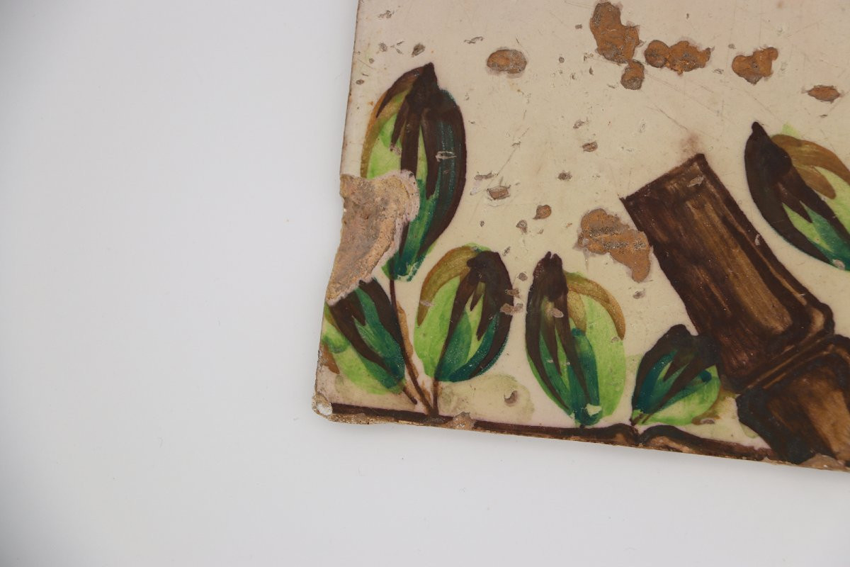 18th Century Set Of Three Baroque Tiles, Portuguese-photo-4