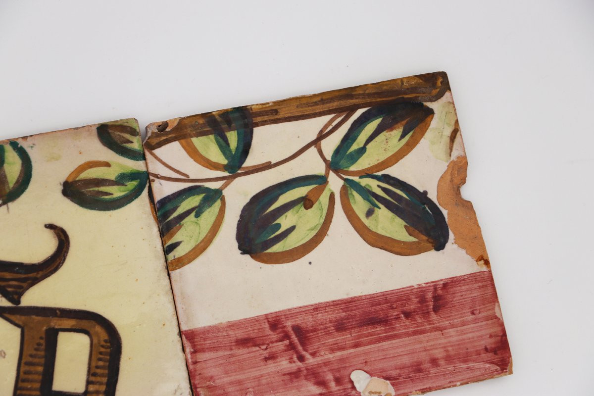 18th Century Set Of Three Baroque Tiles, Portuguese-photo-4