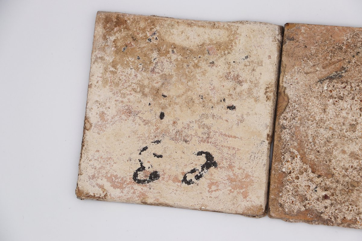 18th Century Set Of Three Baroque Tiles, Portuguese-photo-7