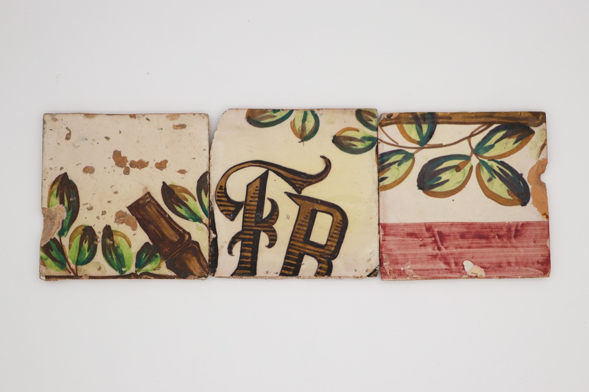 18th Century Set Of Three Baroque Tiles, Portuguese