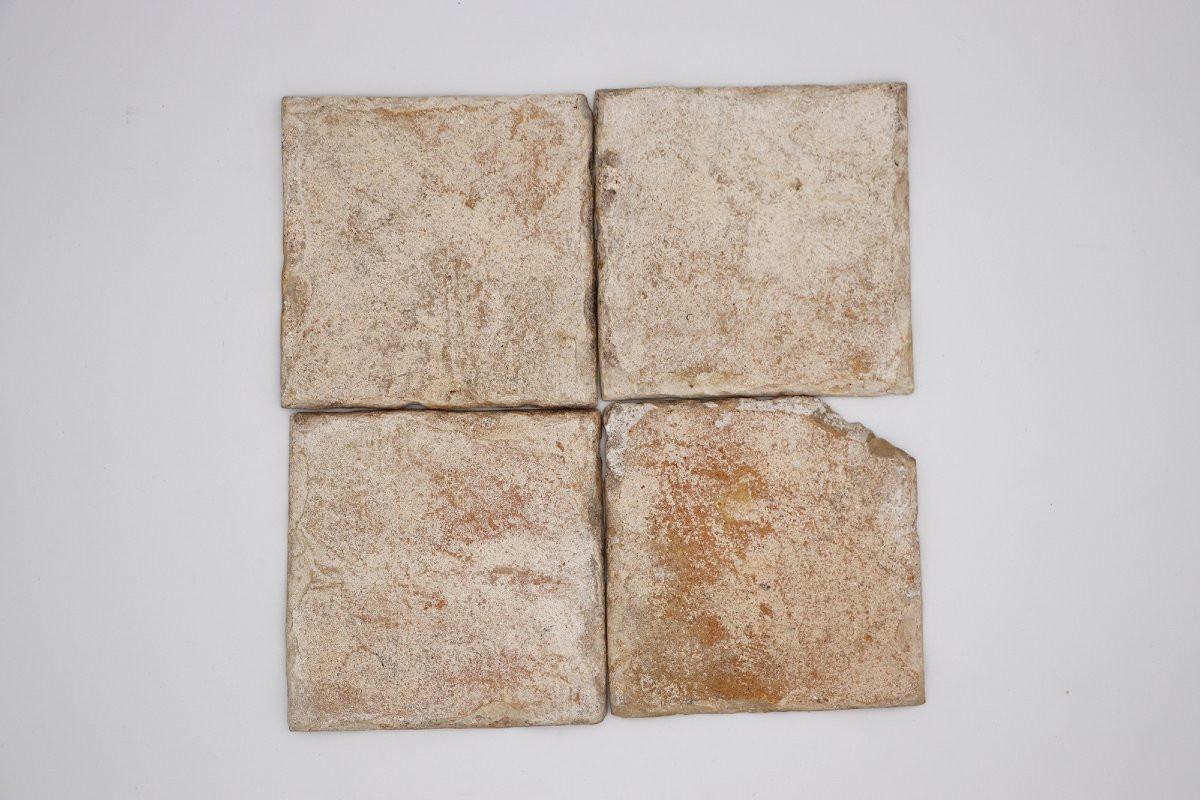 18th Century Set Of Four Rococo Baroques Tiles, Portuguese-photo-3