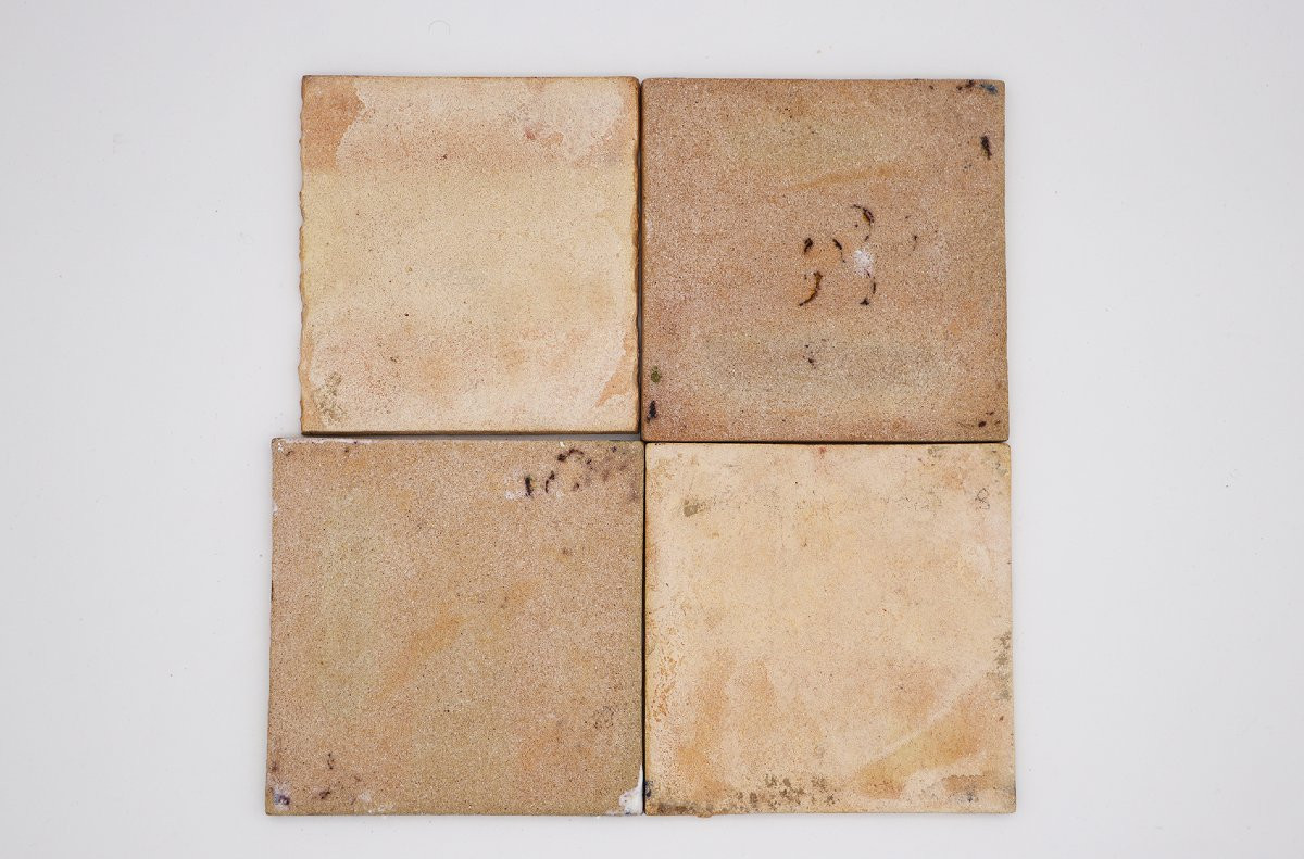 19th Century Set Of Four Baroque Floral Tiles, Portuguese-photo-4