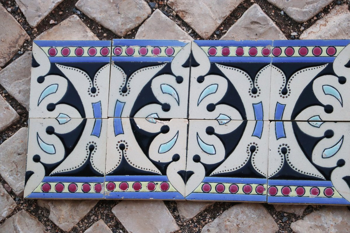1920s Art Deco Symmetrical Motif Tile Border, Portuguese-photo-2