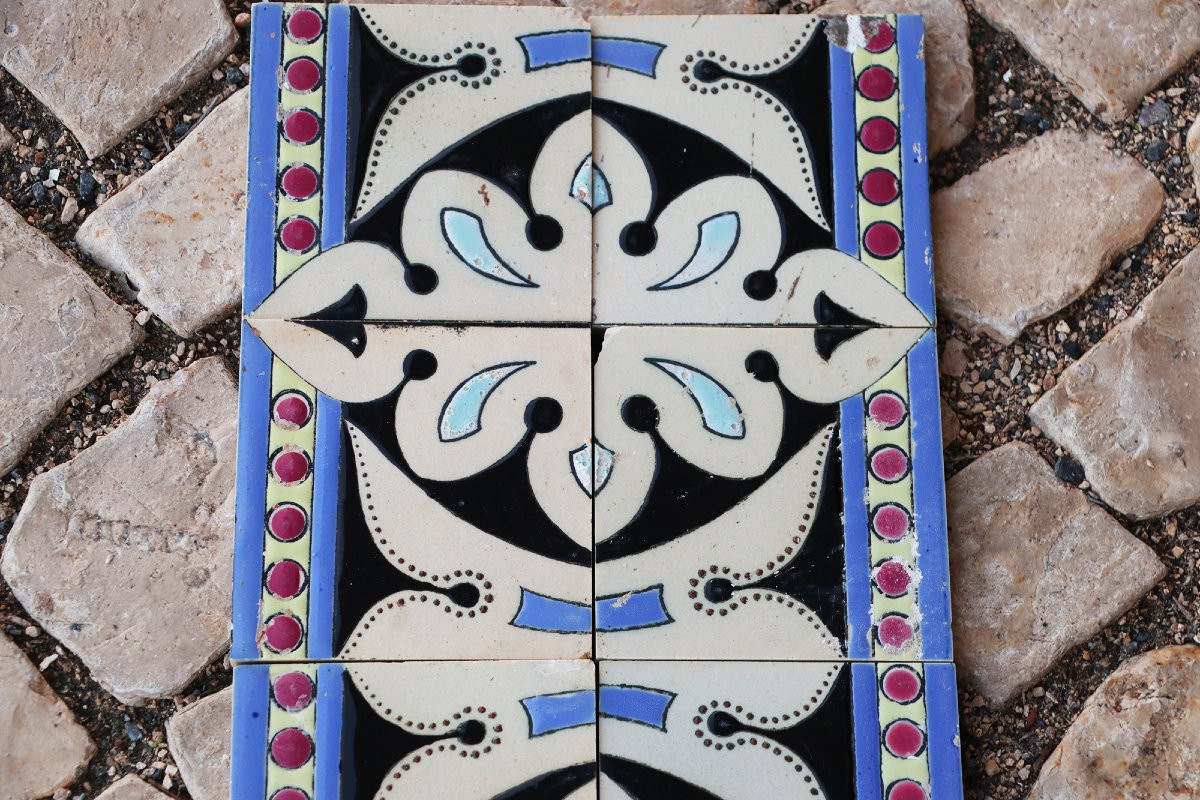 1920s Art Deco Symmetrical Motif Tile Border, Portuguese-photo-6