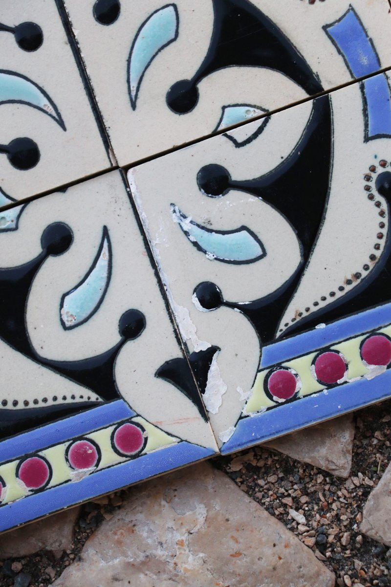 1920s Art Deco Symmetrical Motif Tile Border, Portuguese-photo-7