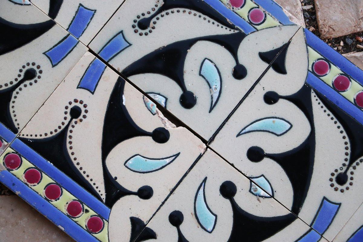 1920s Art Deco Symmetrical Motif Tile Border, Portuguese-photo-8