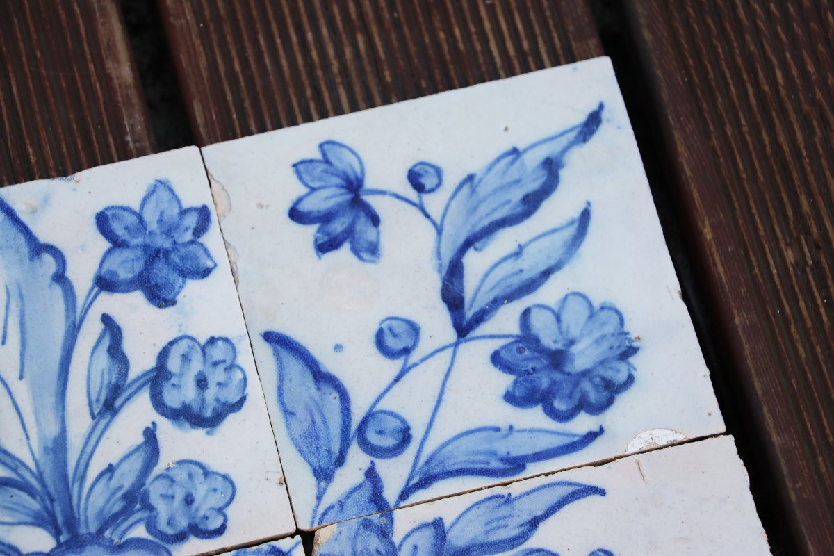 Tile Mural Panel Depicting A Baroque Jardinière With Flowers, Portuguese, 18th Century-photo-5