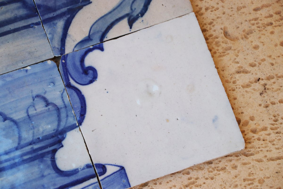 Tile Mural Panel Depicting A Baroque Jardinière With Flowers, Portuguese, 18th Century-photo-3