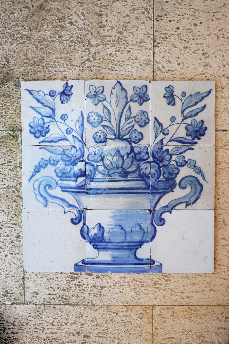Tile Mural Panel Depicting A Baroque Jardinière With Flowers, Portuguese, 18th Century