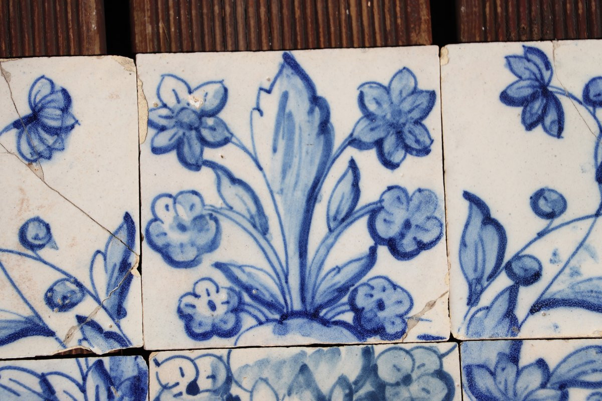 Tile Mural Panel Depicting A Baroque Jardinière With Flowers, Portuguese, 18th Century-photo-3