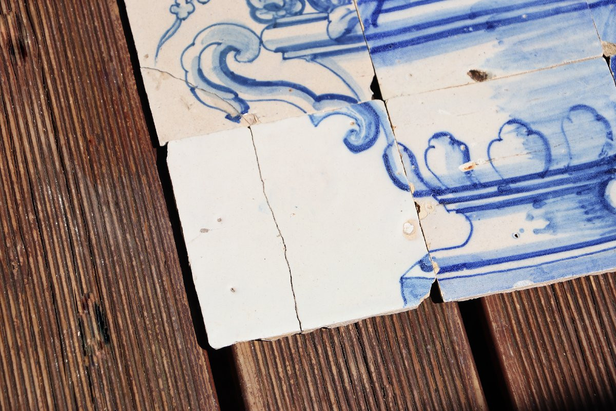 Tile Mural Panel Depicting A Baroque Jardinière With Flowers, Portuguese, 18th Century-photo-3