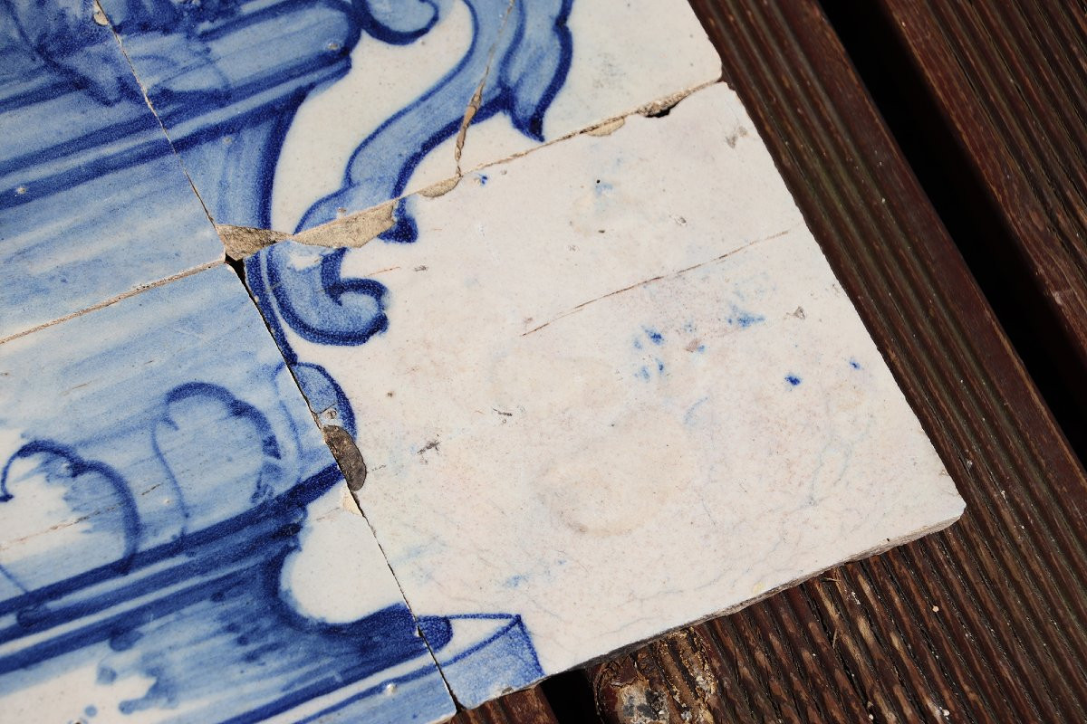 Tile Mural Panel Depicting A Baroque Jardinière With Flowers, Portuguese, 18th Century-photo-5