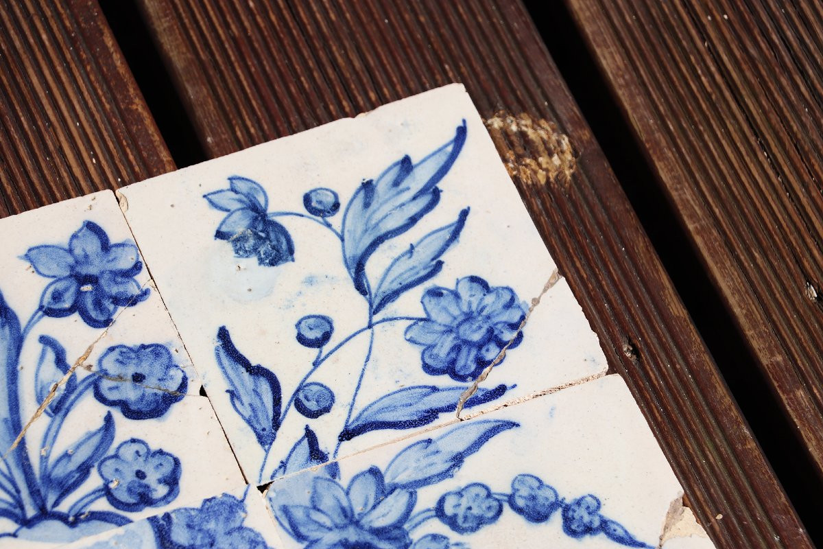 Tile Mural Panel Depicting A Baroque Jardinière With Flowers, Portuguese, 18th Century-photo-7