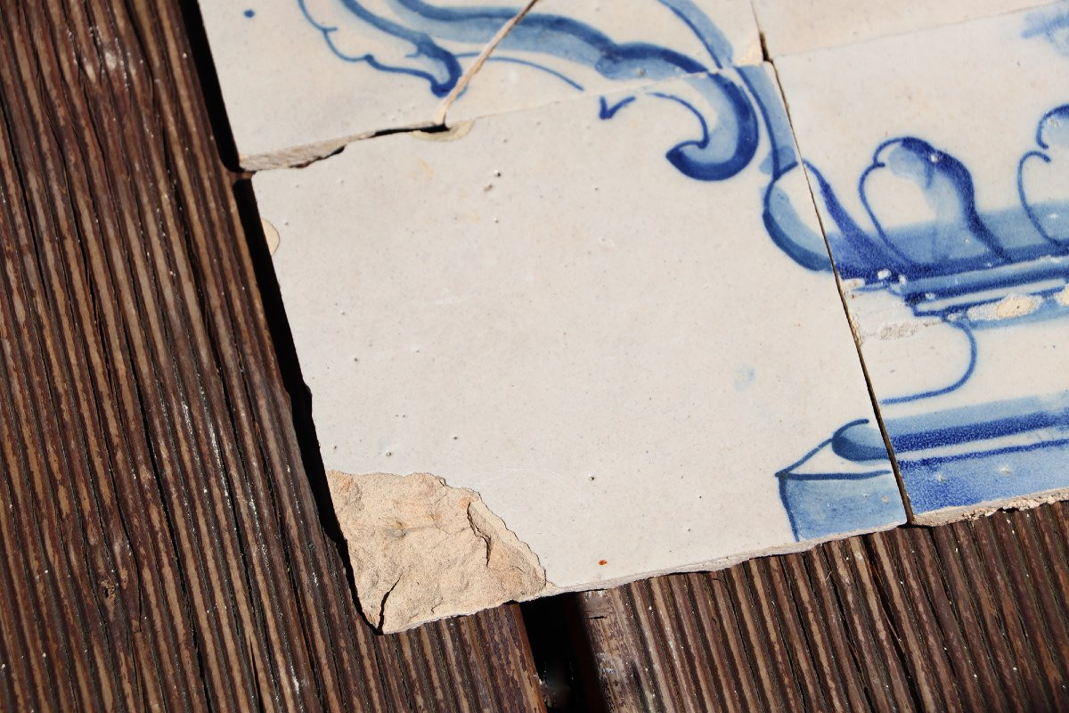 Tile Mural Panel Depicting A Baroque Jardinière With Flowers, Portuguese, 18th Century-photo-4