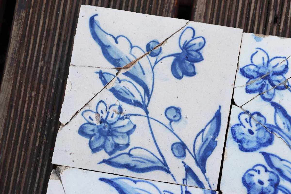 Tile Mural Panel Depicting A Baroque Jardinière With Flowers, Portuguese, 18th Century-photo-2