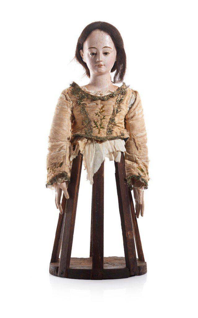 Santos Cage Doll With Glass Eyes, Portuguese Baroque, 18th Century