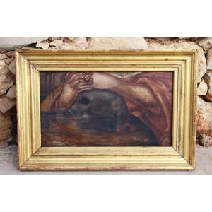 Memento Mori baroque du 17ème siècle, Vanitas, huile sur bois, portugais