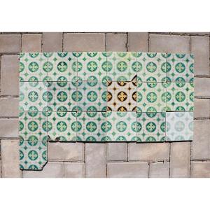 Late 19th Century Dark and Light Green Set of Nineteen Tiles, Portuguese