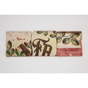 18th Century Set Of Three Baroque Tiles, Portuguese