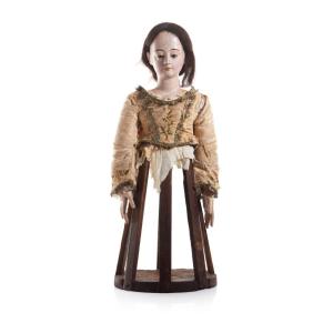 Santos Cage Doll With Glass Eyes, Portuguese Baroque, 18th Century