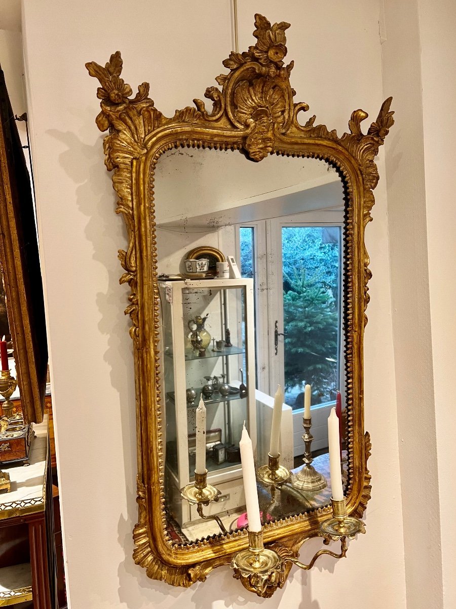 Italian Reflector Mirror 18 E In Wood Gilding Mirca-photo-3