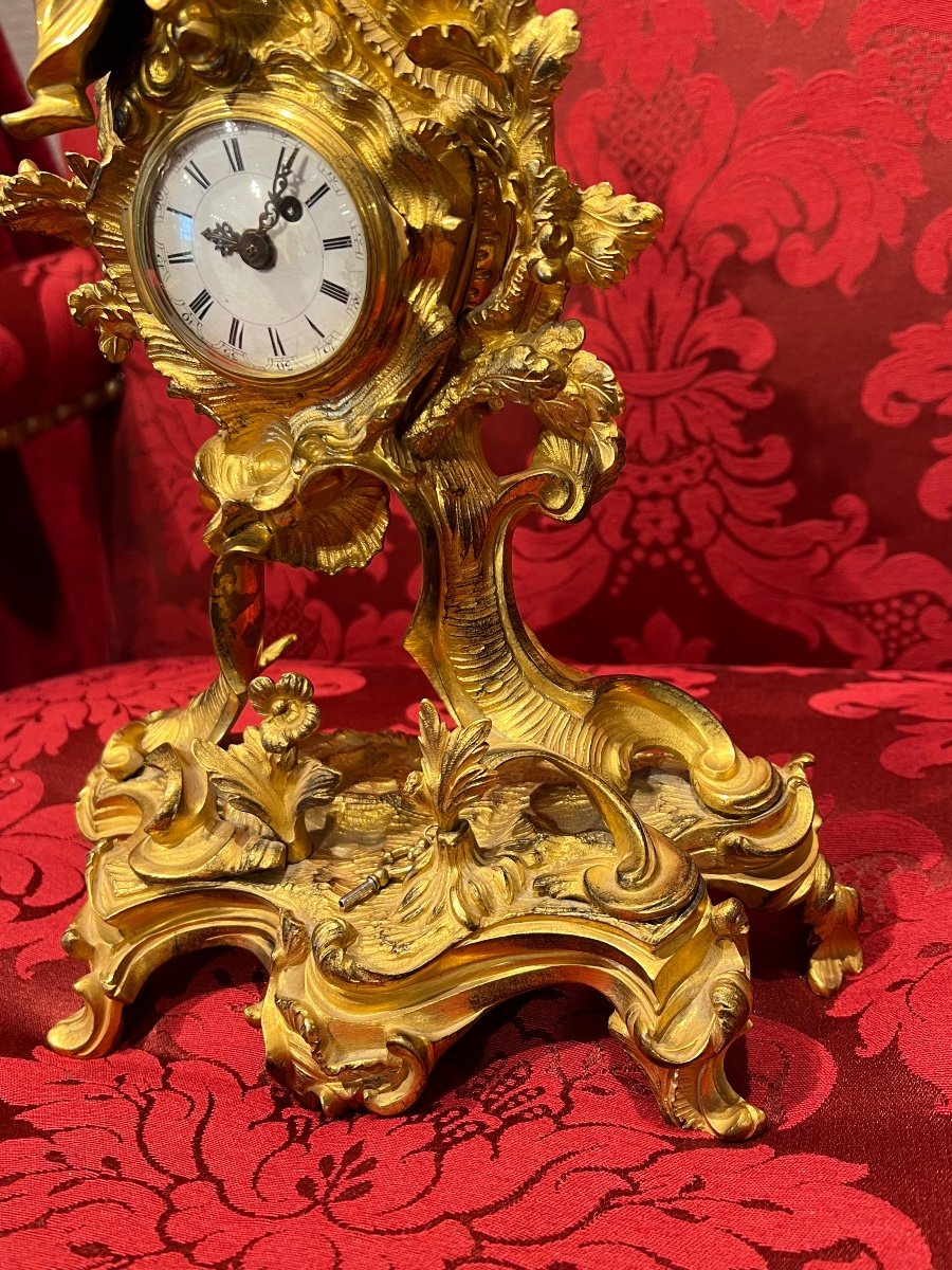 Petit Cartel Ep Louis XV Au Chinois Bronze Doré Mercure -photo-4