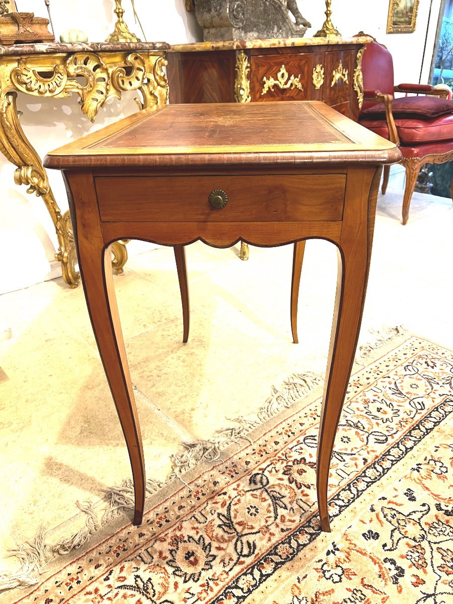 Petite Table Bureau Ep Louis XV Avec Dessus De Cuir-photo-2