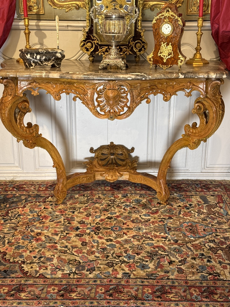Console Epoque Regence En Chêne Blond De Grande Qualité -photo-5