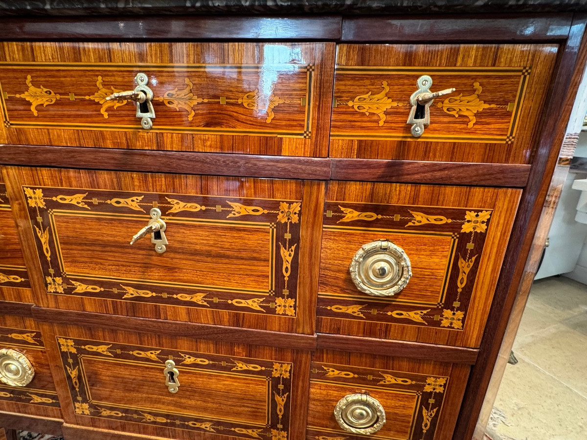 Petite Commode Ep.  XVI Marqueterie De Bois De Rose -photo-4
