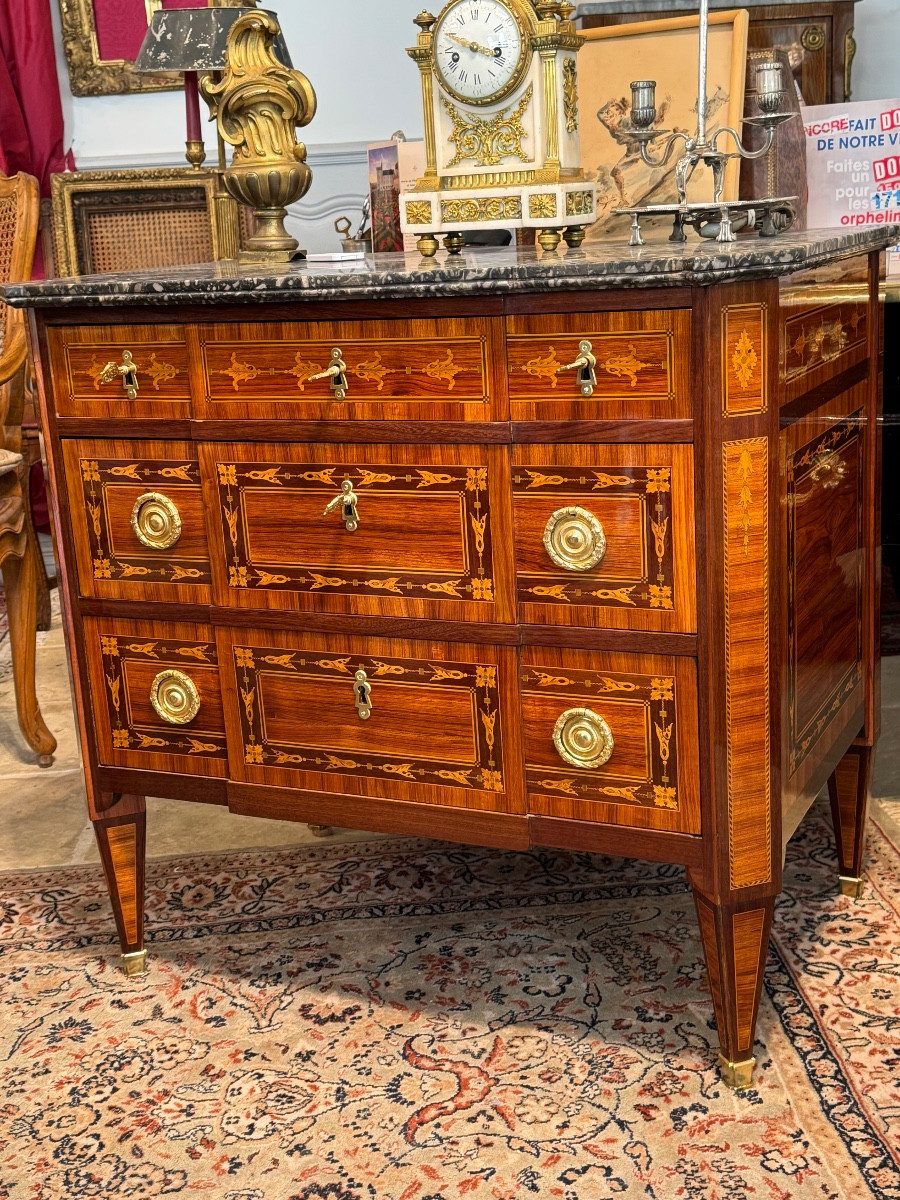 Petite Commode Ep.  XVI Marqueterie De Bois De Rose -photo-6