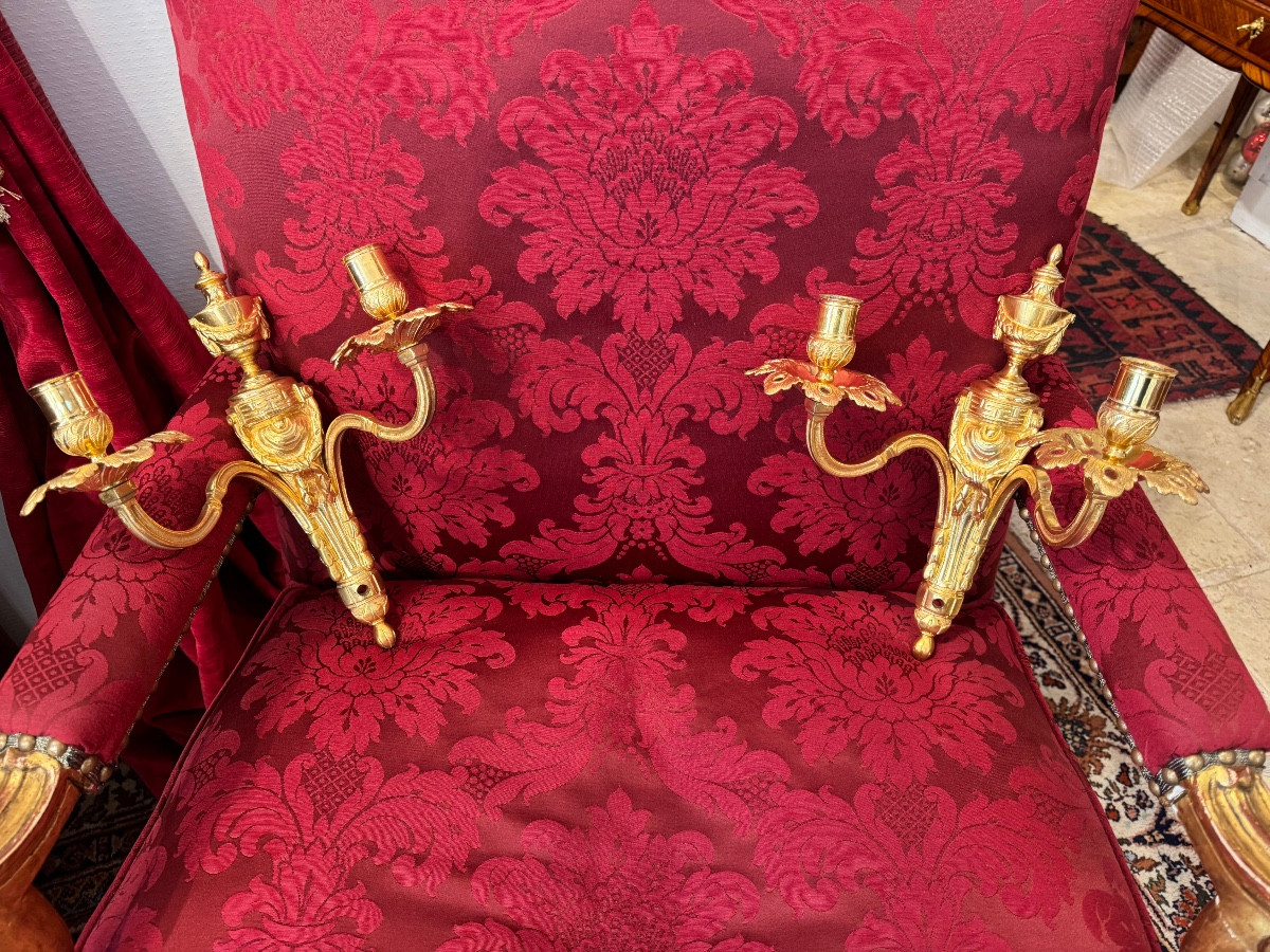 Pair Of Louis XVI Period Gilt Bronze Mercury Wall Lights-photo-2