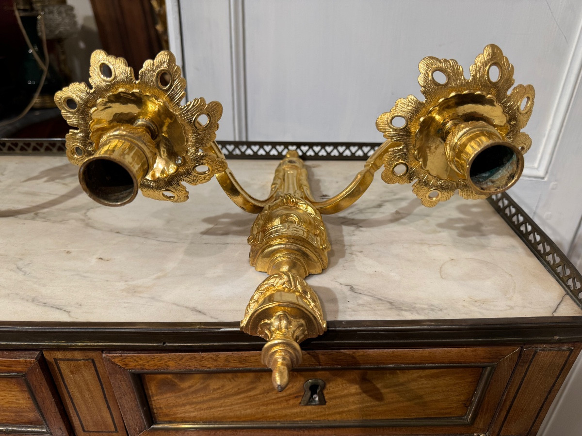 Pair Of Louis XVI Period Gilt Bronze Mercury Wall Lights-photo-4