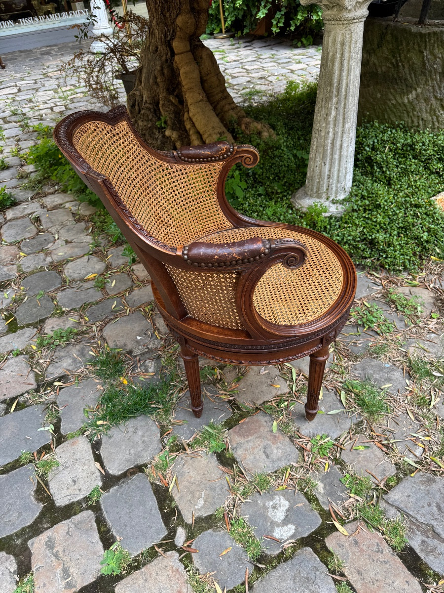 Fauteuil de bureau tournant en noyer 19 e siècle estampillé de g durand-photo-2