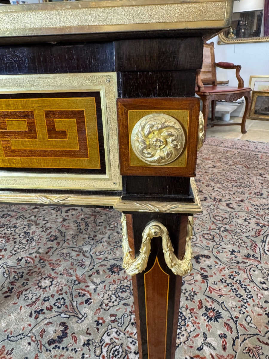 Louis XVI Style Double Flat Desk Stamped By P Sormani-photo-4