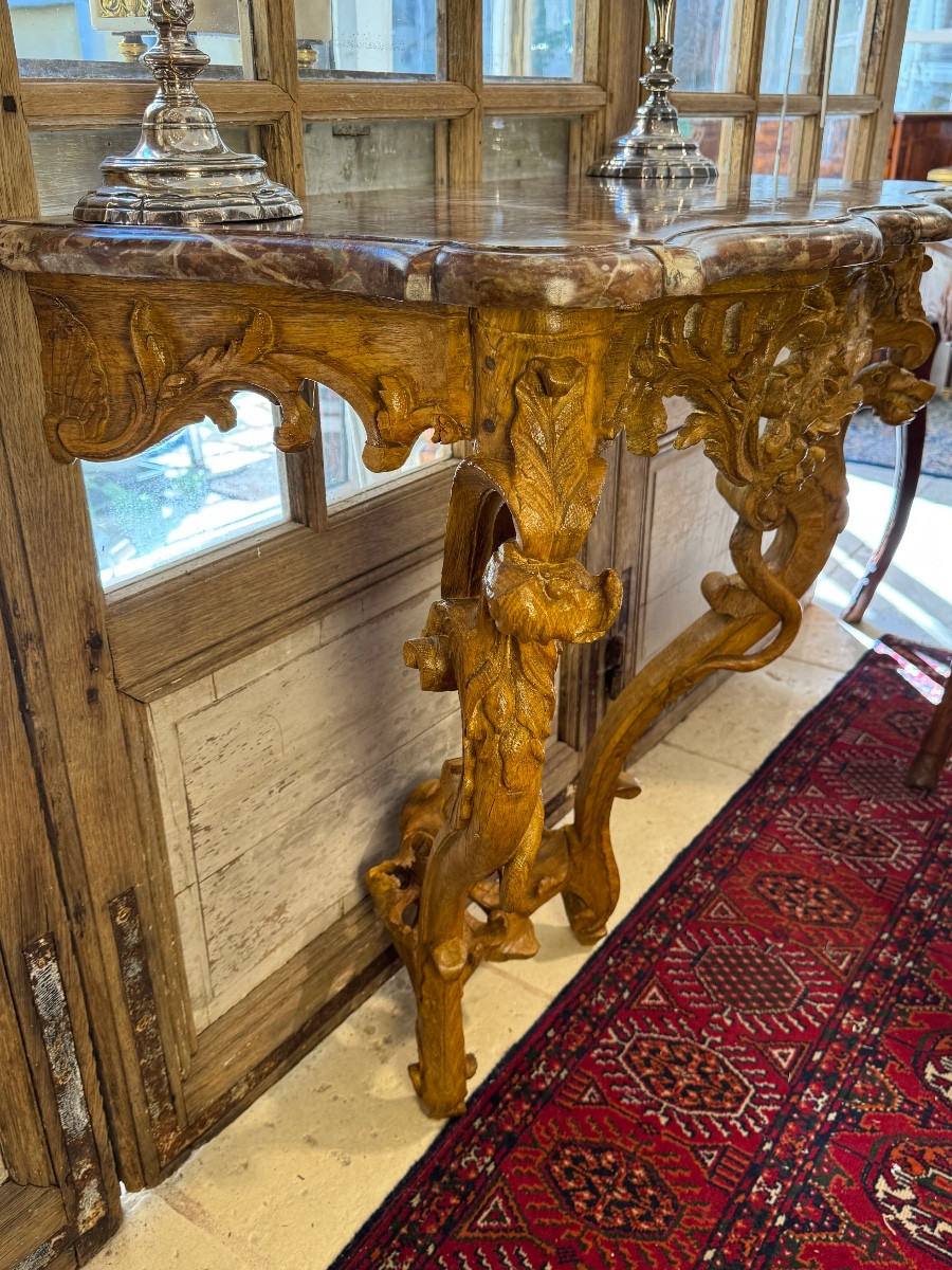 Console With Chimeras, Late Regency, Waxed Oak -photo-4