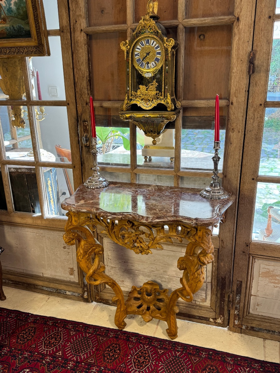 Console With Chimeras, Late Regency, Waxed Oak -photo-2