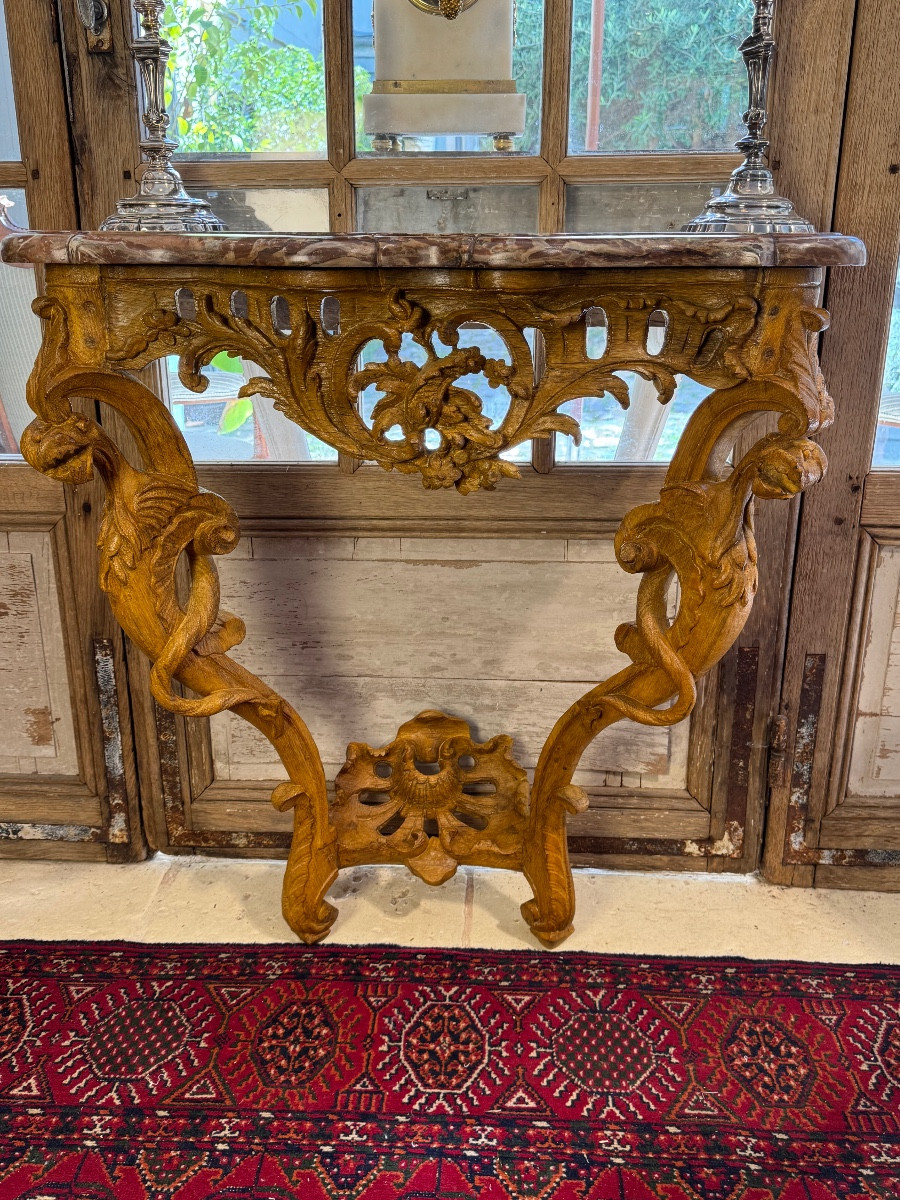 Console With Chimeras, Late Regency, Waxed Oak 