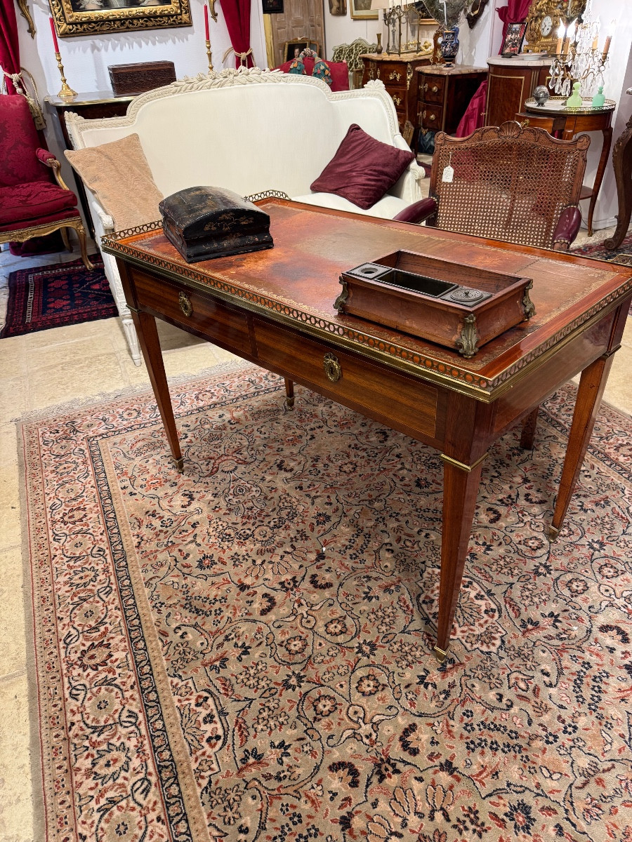 Bureau Ep louis XVI   marqueterie estampillée hericourt-photo-4