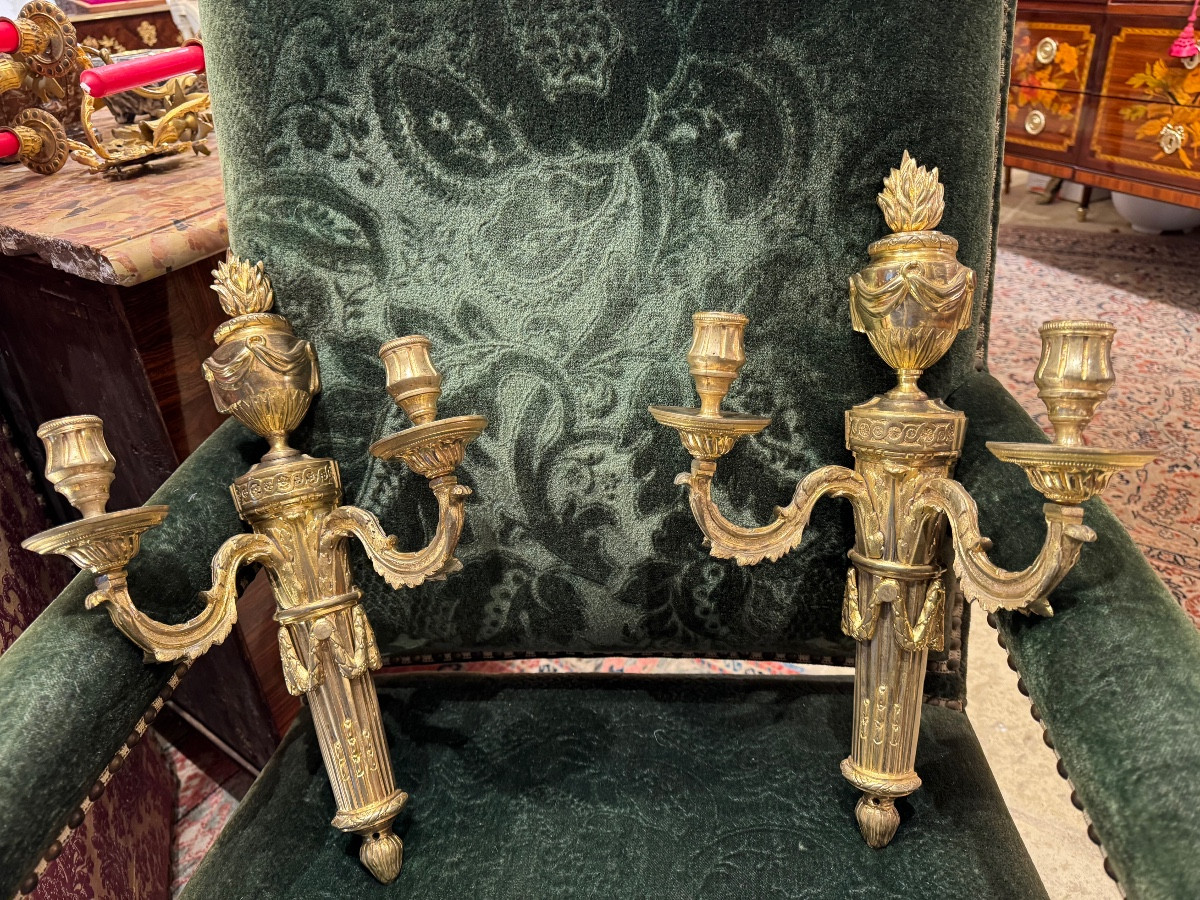 Paire d’appliques époque Louis XVIbronze doré au mercure