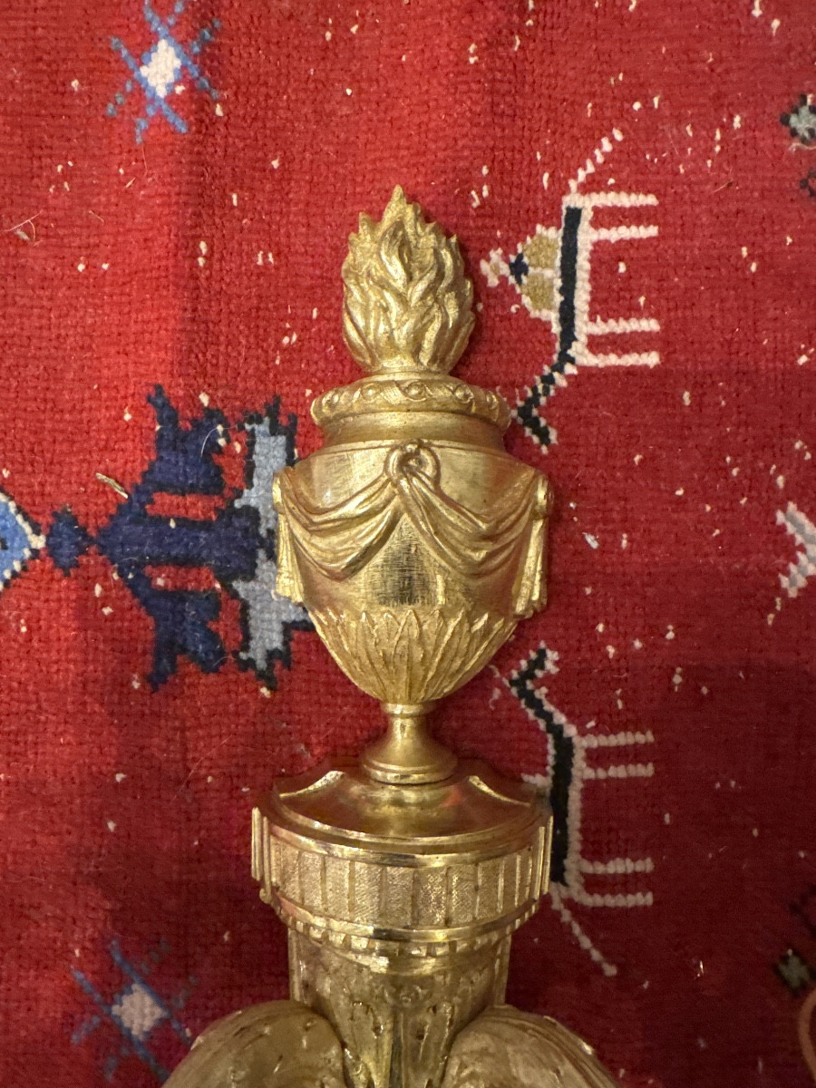 Pair Of Louis XVI Style Gilt Bronze Wall Sconces, Model By Jean Louis Prieur -photo-2