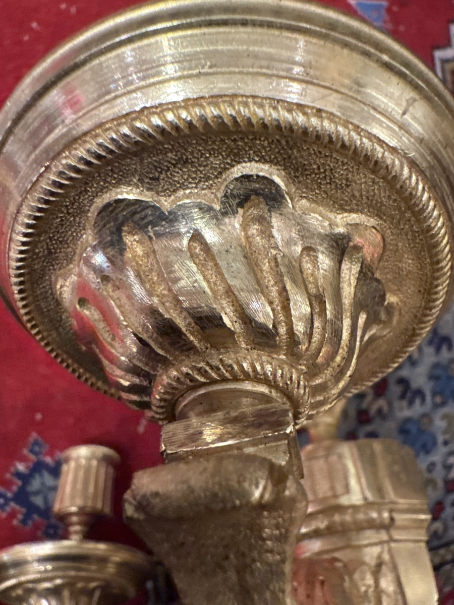 Pair Of Louis XVI Style Gilt Bronze Wall Sconces, Model By Jean Louis Prieur -photo-3
