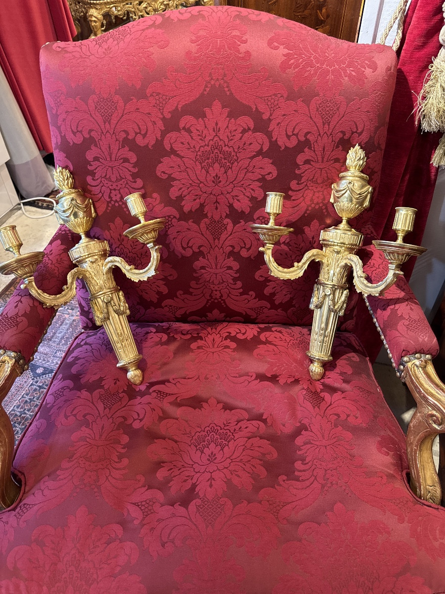 Pair Of Louis XVI Style Gilt Bronze Wall Sconces, Model By Jean Louis Prieur 
